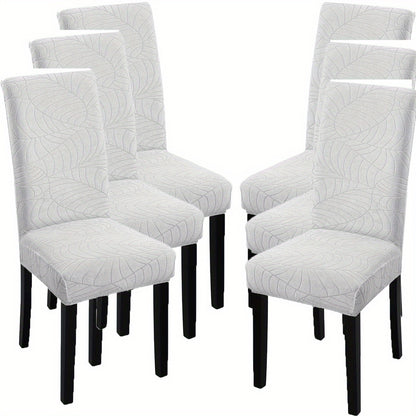 4/6pcs Anti-Splash Leaf Textured Chair Covers, Detachable, Washable, Pet-Friendly, Suitable for Home Decor.