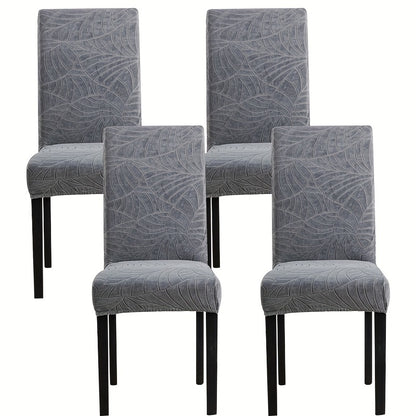 4/6pcs Anti-Splash Leaf Textured Chair Covers, Detachable, Washable, Pet-Friendly, Suitable for Home Decor.