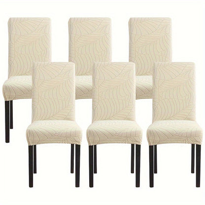 4/6pcs Anti-Splash Leaf Textured Chair Covers, Detachable, Washable, Pet-Friendly, Suitable for Home Decor.