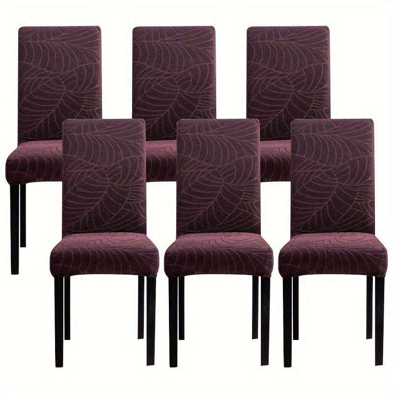 4/6pcs Anti-Splash Leaf Textured Chair Covers, Detachable, Washable, Pet-Friendly, Suitable for Home Decor.