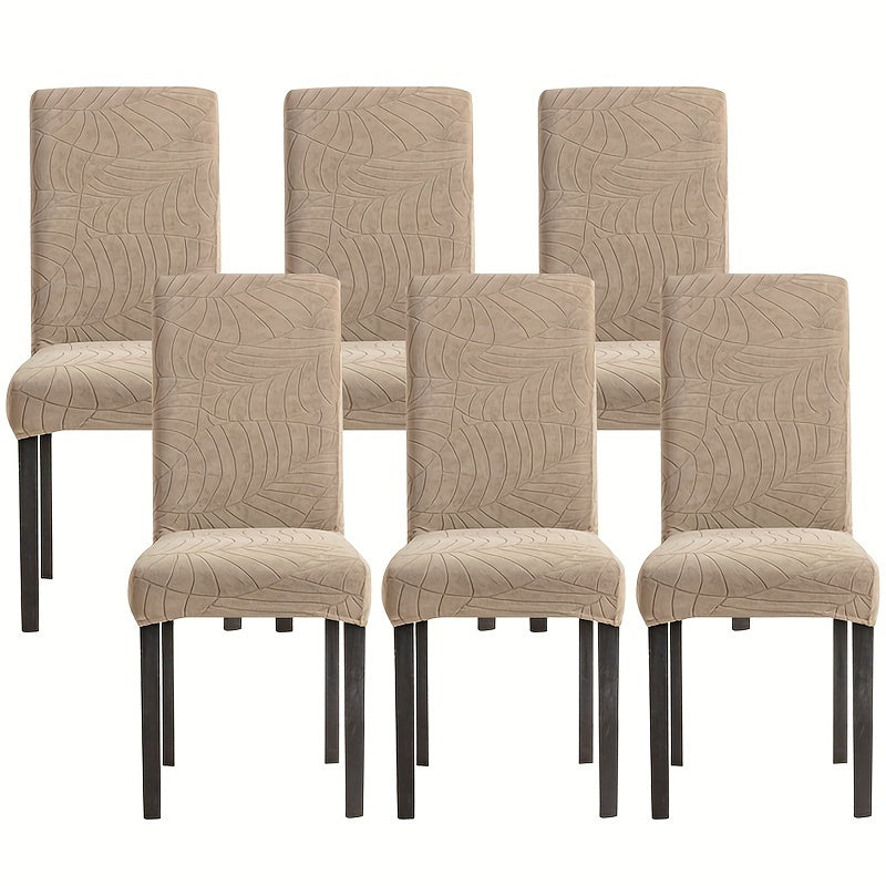 4/6pcs Anti-Splash Leaf Textured Chair Covers, Detachable, Washable, Pet-Friendly, Suitable for Home Decor.