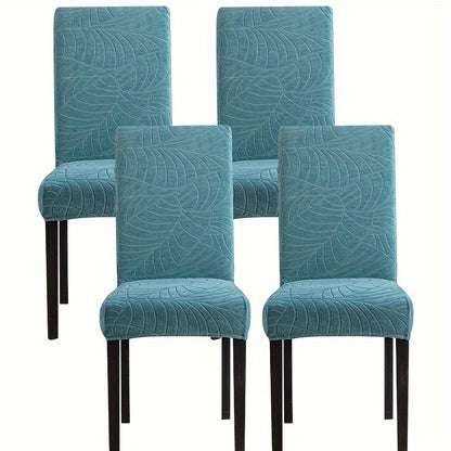 4/6pcs Anti-Splash Leaf Textured Chair Covers, Detachable, Washable, Pet-Friendly, Suitable for Home Decor.