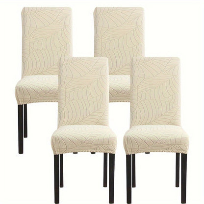 4/6pcs Anti-Splash Leaf Textured Chair Covers, Detachable, Washable, Pet-Friendly, Suitable for Home Decor.