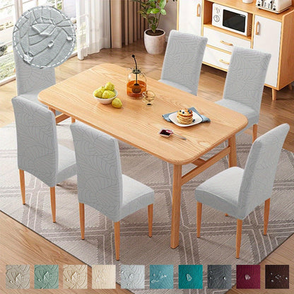 4/6pcs Anti-Splash Leaf Textured Chair Covers, Detachable, Washable, Pet-Friendly, Suitable for Home Decor.