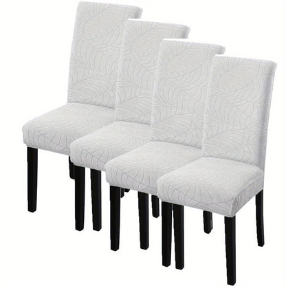 4/6pcs Anti-Splash Leaf Textured Chair Covers, Detachable, Washable, Pet-Friendly, Suitable for Home Decor.