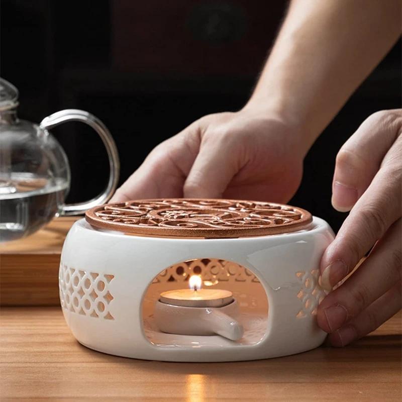 Ceramic Teapot Heater Holder for Warming Tea, Coffee, Water, Candle Insulation Base, Teapot Warmer - Ideal for Home, Dorm, Restaurant, Hotel, Office - Tea Accessories