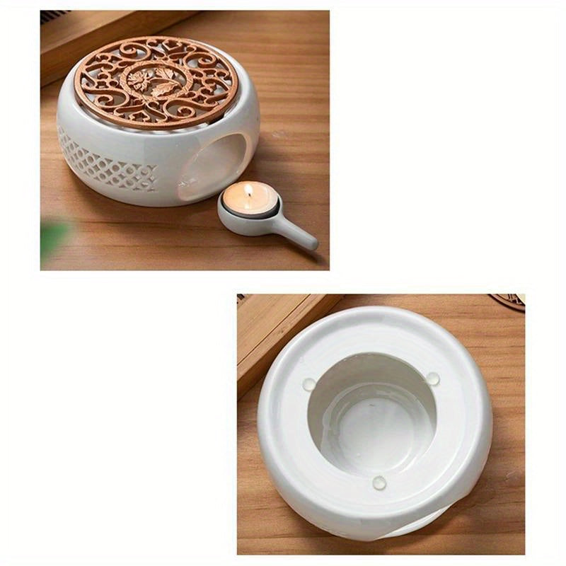 Ceramic Teapot Heater Holder for Warming Tea, Coffee, Water, Candle Insulation Base, Teapot Warmer - Ideal for Home, Dorm, Restaurant, Hotel, Office - Tea Accessories