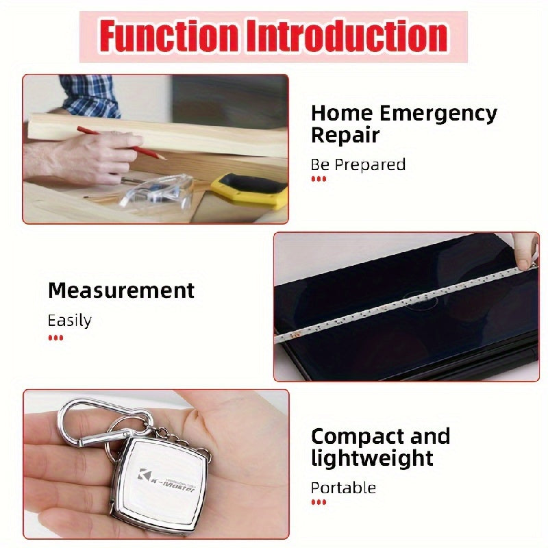 2M retractable ruler keychain tape measure