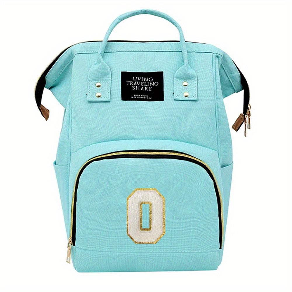 Initial Chenille Letter Backpack for Mom, Stylish Diaper Bag and Travel Backpack with Multifunctional Features