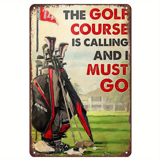 Vintage Metal Tin Sign: The Golf Course Beckons - A Must-Have for Golf Lovers, Great for Adding a Touch of Style to Your Home Bar, Office, or Gym