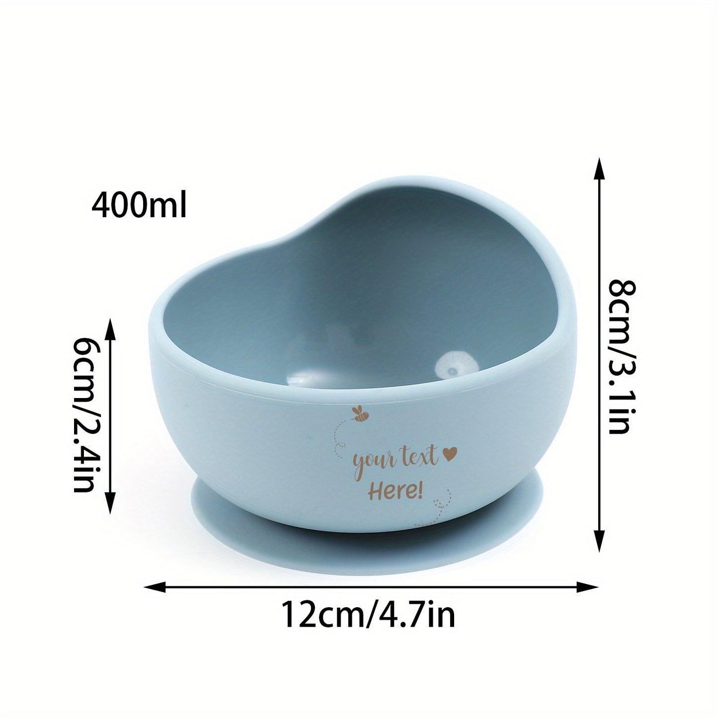 HAILIAN Baby Bowl and Spoon Set with Customizable Design, Silicone Feeding Supplies for Infants, Wooden Handle and Suction Cup Bowl for Toddlers, BPA-Free Silicone Bowls for Kids