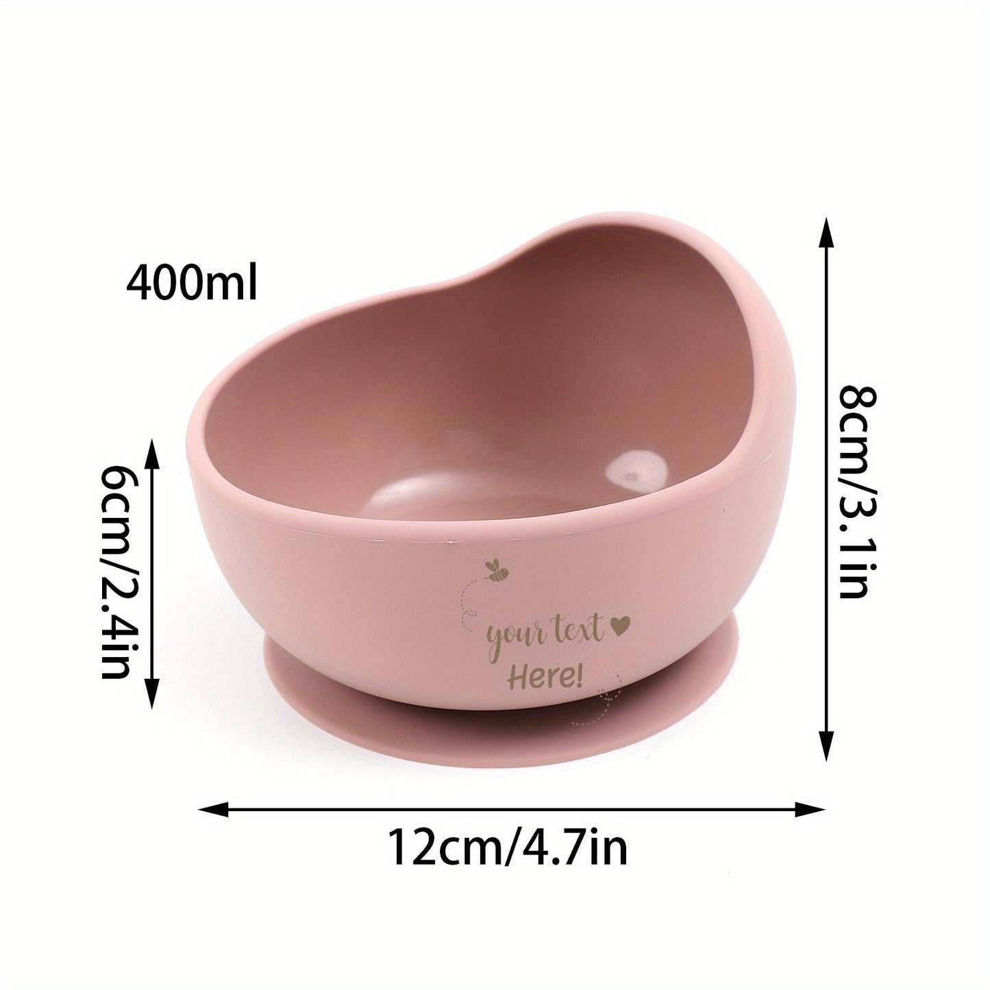 HAILIAN Baby Bowl and Spoon Set with Customizable Design, Silicone Feeding Supplies for Infants, Wooden Handle and Suction Cup Bowl for Toddlers, BPA-Free Silicone Bowls for Kids