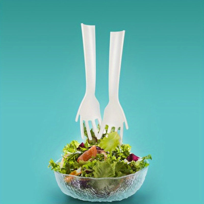 Get creative with these hand-shaped salad forks - made from durable PP material for easy blending in the kitchen. Perfect for effortless salad mixing, these manual operation tools are a must-have for any cooking enthusiast.