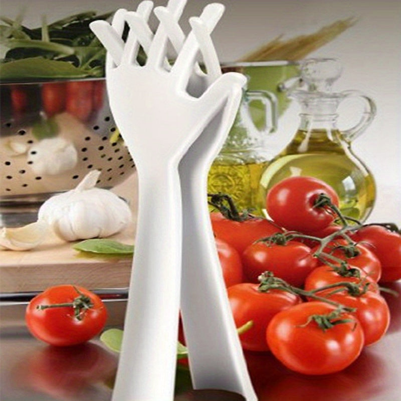 Get creative with these hand-shaped salad forks - made from durable PP material for easy blending in the kitchen. Perfect for effortless salad mixing, these manual operation tools are a must-have for any cooking enthusiast.