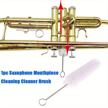 FF Bonfires Щетка для чистки мундштуков саксофона - Металлическая ручка с мягкой щетиной для различных духовых инструментов.