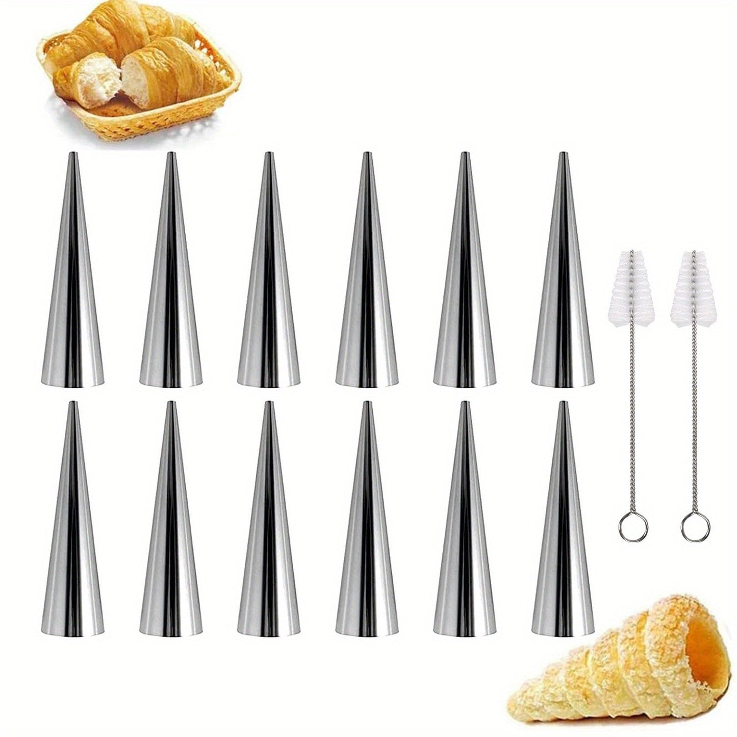 18 pieces of stainless steel conical Danish spiral tubes, large size.