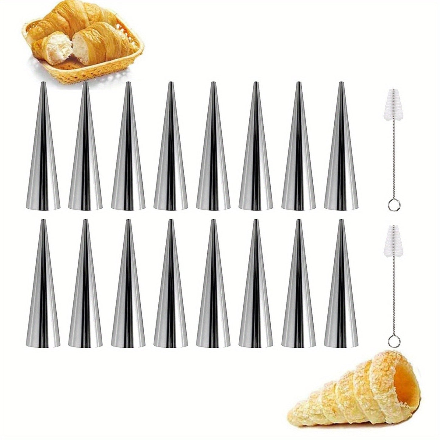 18 pieces of stainless steel conical Danish spiral tubes, large size.