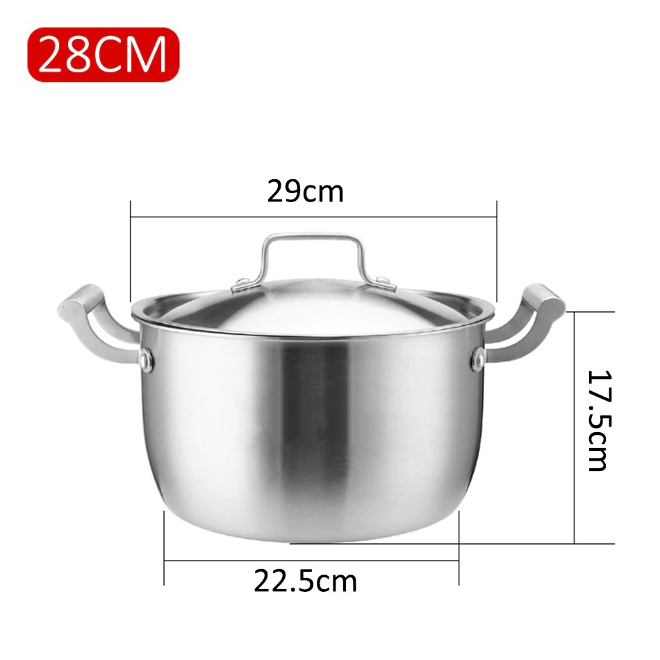 High-Quality 5-Layer Stainless Steel Soup Pot Featuring a Full Lid - Ideal for Both Home and Restaurant Cooking, Made from Long-Lasting SUS304 Material.