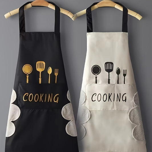 Polyester Waist Apron, Waterproof and Oil-Proof, Simple Style, Thickened, Fashionable, Suitable for Kitchen and Household Work, Home Apron, Kitchen Supplies