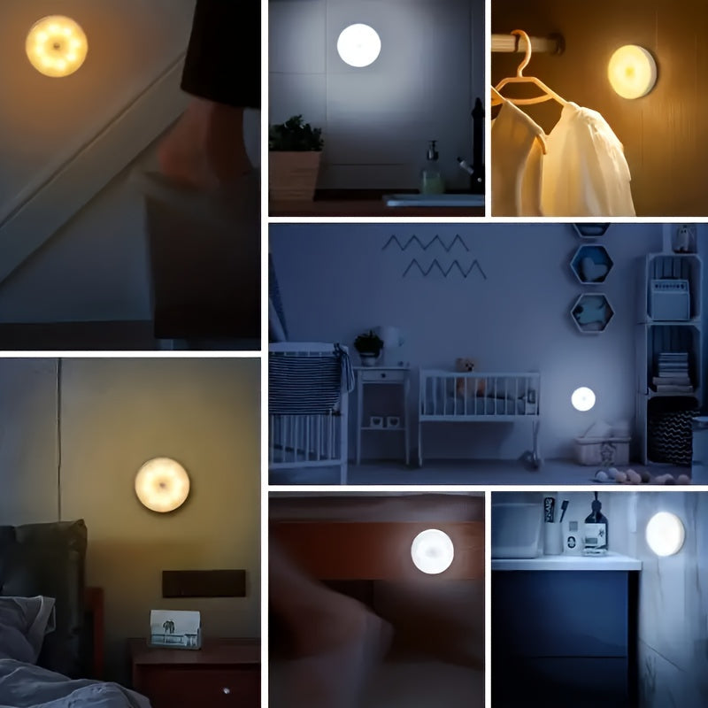 4pcs Rechargeable Motion Sensor Wall Light: Automatic Night Switch & Decorative Lighting for Kitchen & Bedroom