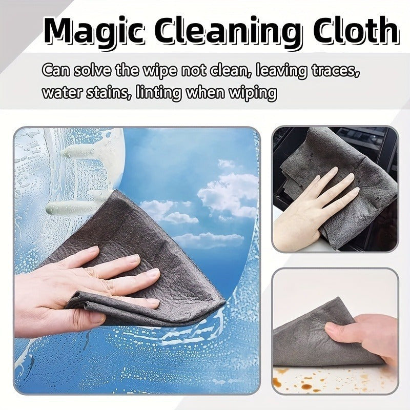 Magic Glass Wiping Rags - Pack of 2, 5, or 10. Multi-functional cloths for cleaning car glass windows and mirrors. Suitable for home and car washing, as well as household kitchen and bathroom cleaning. Made from durable microfiber material, these cloths