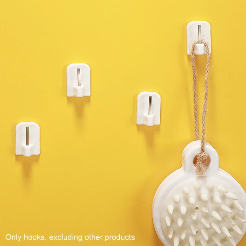 10 strong adhesive hooks for versatile wall mounting, made of durable plastic and steel. Easy to install for curtain rods, key holders, and towel racks.