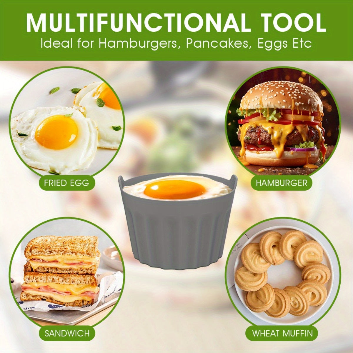 Air Fryer Egg Moulds - Set of 6, Multi-Functional Silicone Ramekins for Air Fryers. Perfect for Poaching Eggs in the Air Fryer, Microwave, or Stovetop. Non-Stick, BPA-Free, and Dishwasher Safe for Easy Cleaning.