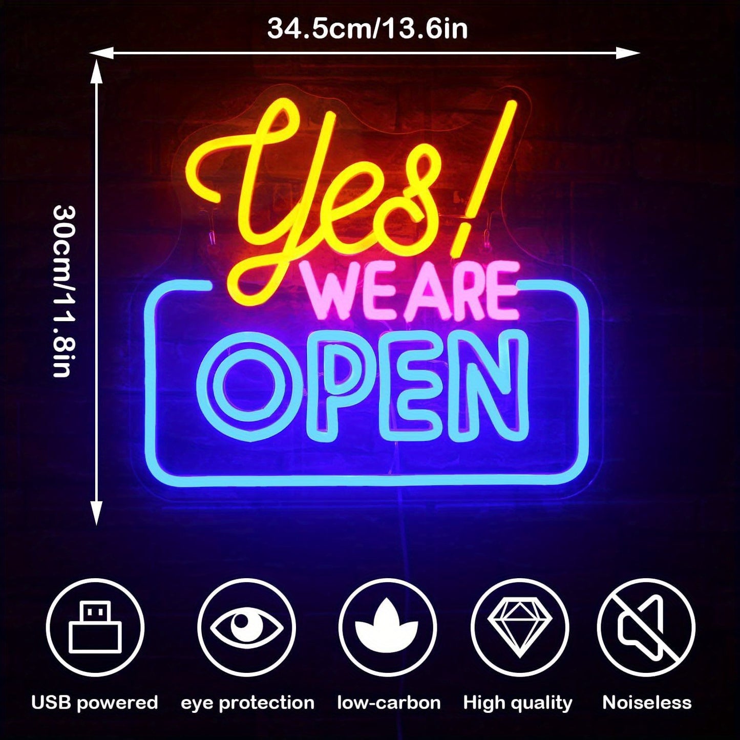 Neon commercial sign with bright LED light for high visibility, perfect for electronic display on walls or windows in bars, coffee shops, salons, hotels, and stores. Powered by USB.