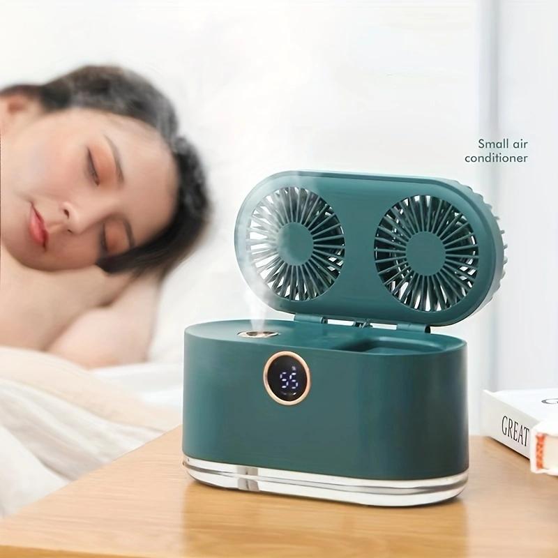 Elegant White Desktop Air Conditioner: Compact 1pc Small Fan Spray Cooling USB Rechargeable Mini Fan with Silent Two-in-one Humidifier. Perfect for Car, Classroom, School, Bedroom, and Office. Makes a great Halloween or Christmas Gift, and adds a touch