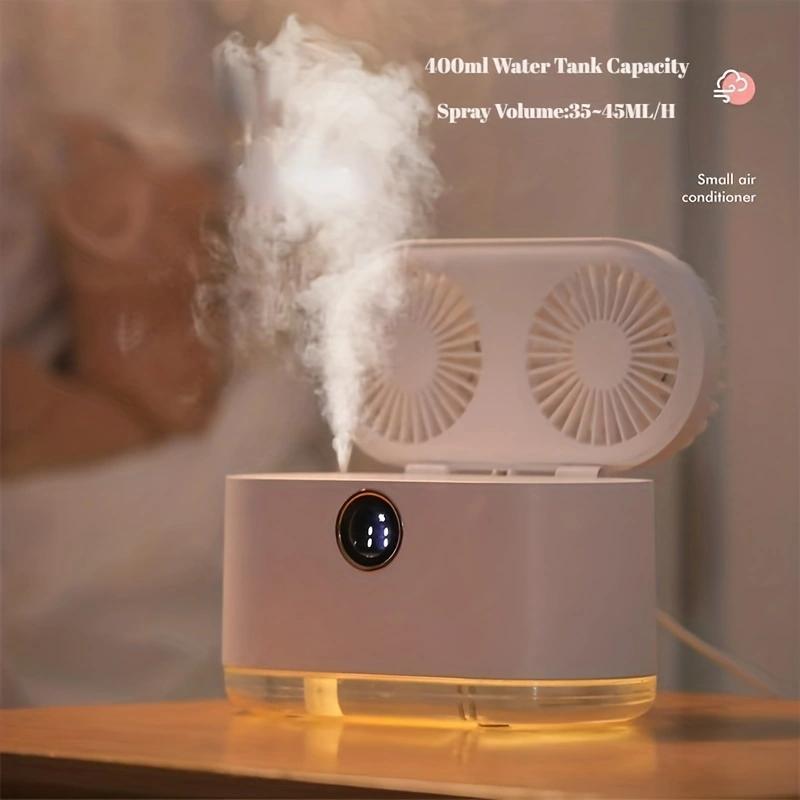 Elegant White Desktop Air Conditioner: Compact 1pc Small Fan Spray Cooling USB Rechargeable Mini Fan with Silent Two-in-one Humidifier. Perfect for Car, Classroom, School, Bedroom, and Office. Makes a great Halloween or Christmas Gift, and adds a touch