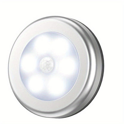 1-3pcs 6LED motion sensor lights for indoor use, battery-operated under cabinet lights, wireless wall puck lamp for stairs, hallway, garage, and entrance.