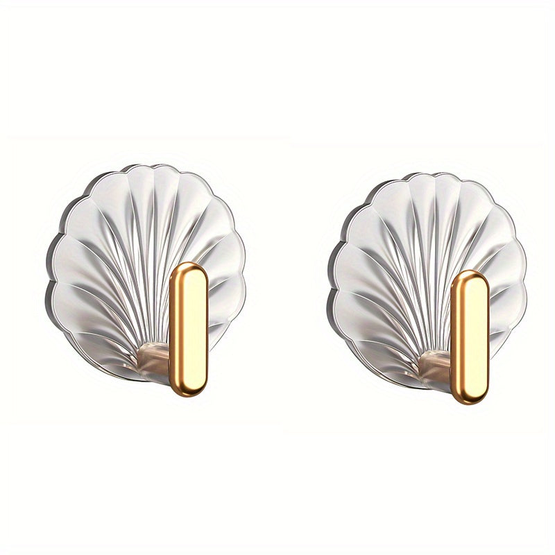 Set of 2/4 Shell Shaped Sticky Waterproof Hooks for Hanging Towels, Keys, Coats in Kitchen, Bathroom, Bedroom.