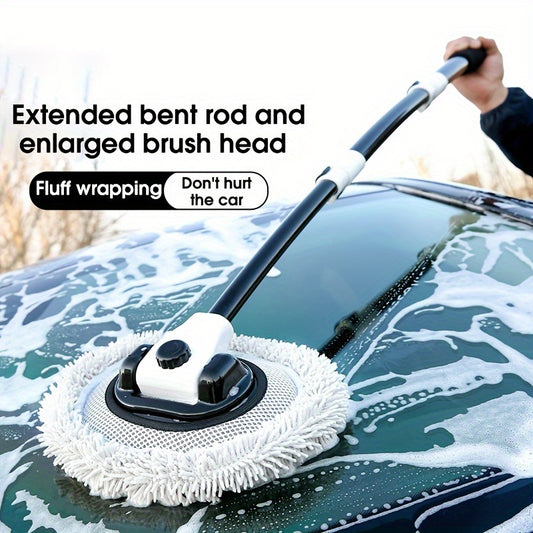 Car scrub mop with chenille brush for car wash and maintenance.