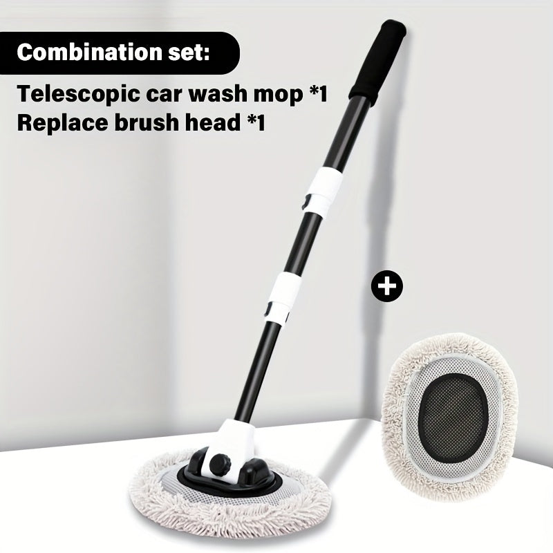 Car scrub mop with chenille brush for car wash and maintenance.