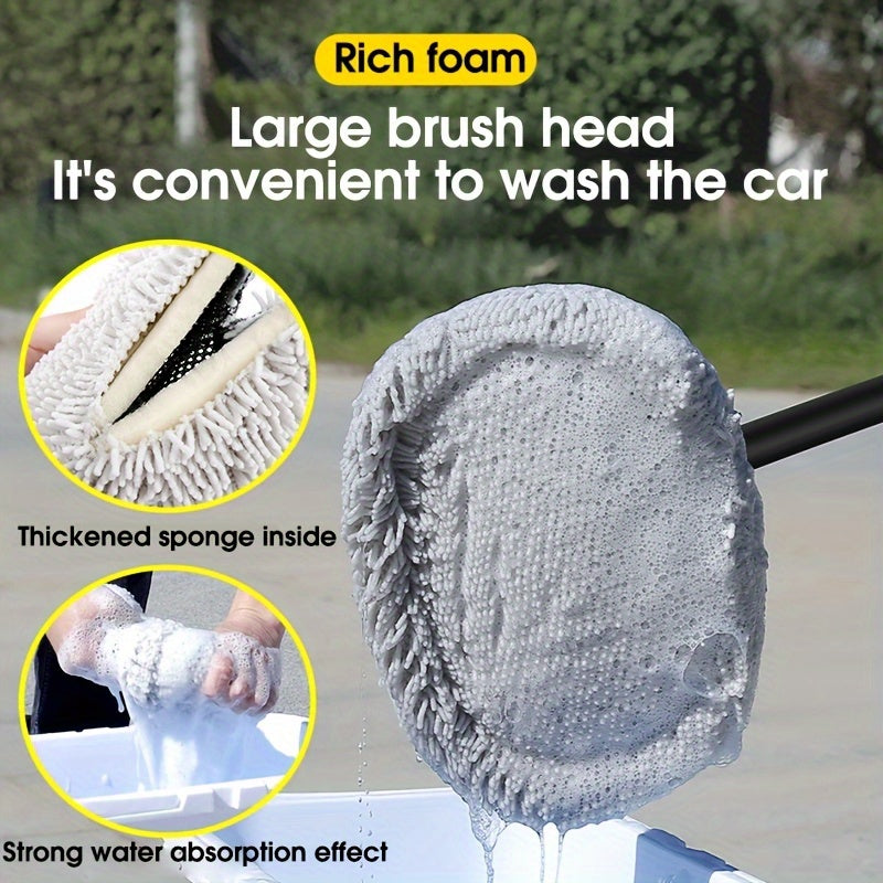 Car scrub mop with chenille brush for car wash and maintenance.