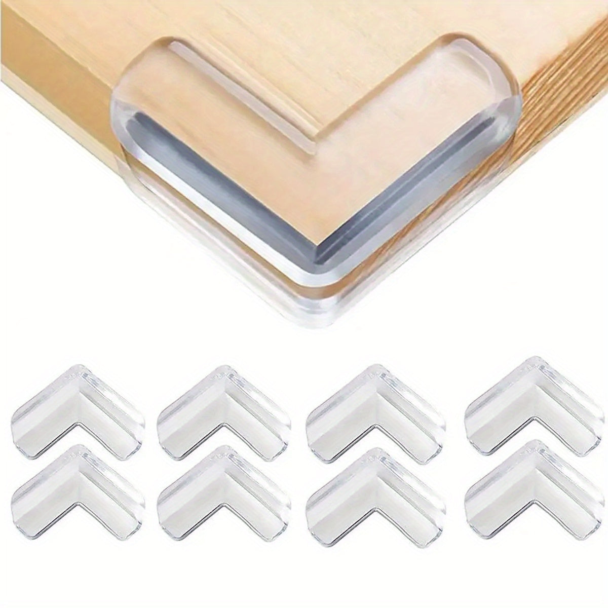 10 pieces of transparent corner guards for protecting table corners, furniture corners, cabinets, glass, and coffee tables.