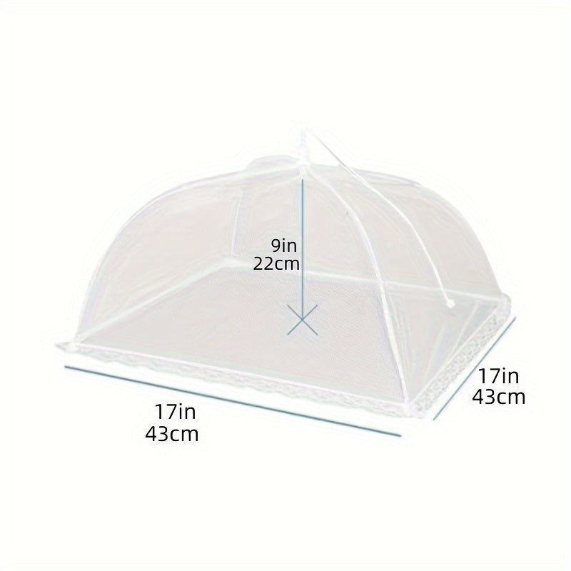 3 white picnic net food covers: foldable, large, dust-proof; perfect for restaurants and food trucks.