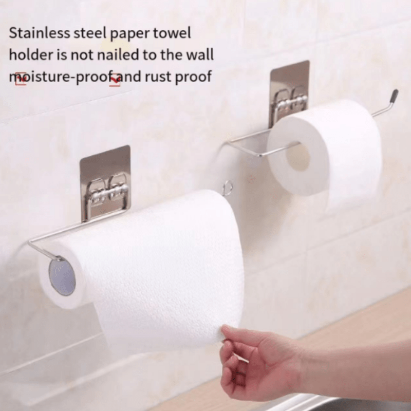 Durable Stainless Steel Paper Towel Holder: Convenient Rack for Kitchen and Bathroom organization