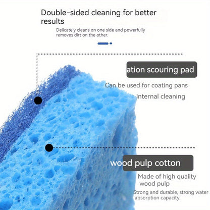 5 pieces of the Multifunctional Cleaning Sponge: Double-Sided Scouring Pad for Household Cleaning, Dishwashing, and Premium Kitchen Wiping. This durable, non-scratch sponge is super absorbent and a must-have cleaning tool for your home.