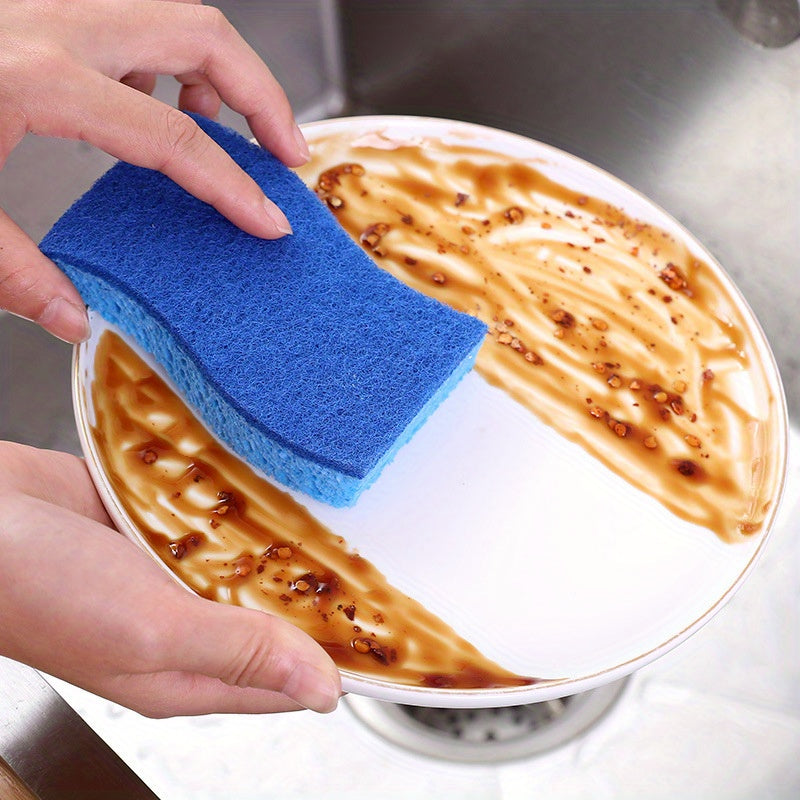 5 pieces of the Multifunctional Cleaning Sponge: Double-Sided Scouring Pad for Household Cleaning, Dishwashing, and Premium Kitchen Wiping. This durable, non-scratch sponge is super absorbent and a must-have cleaning tool for your home.