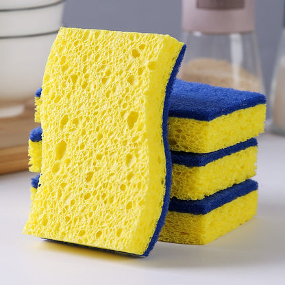 5 pieces of the Multifunctional Cleaning Sponge: Double-Sided Scouring Pad for Household Cleaning, Dishwashing, and Premium Kitchen Wiping. This durable, non-scratch sponge is super absorbent and a must-have cleaning tool for your home.