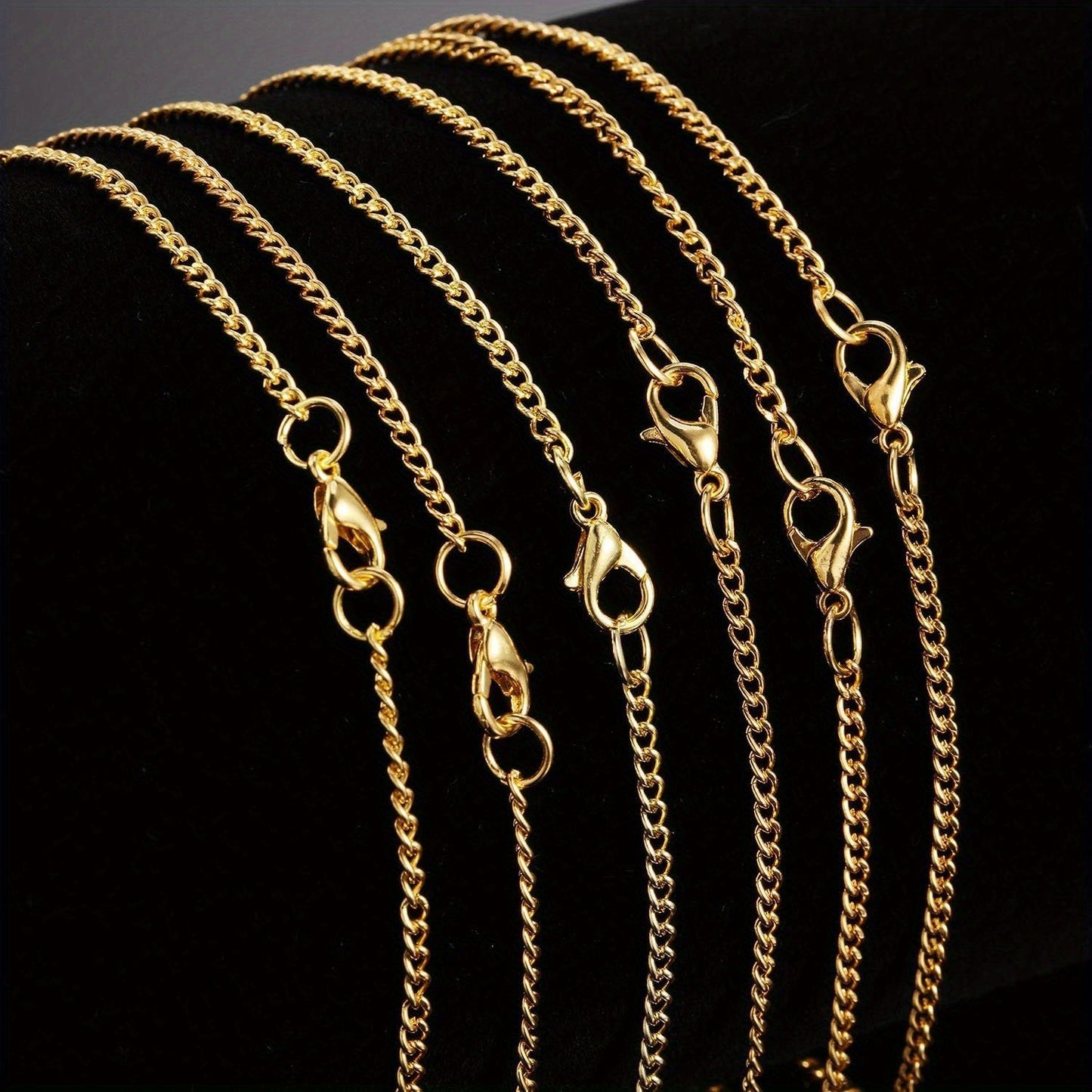 DIY Jewelry Making Supplies: Set of 24 Golden Plated Necklace Chains with Lobster Clasps for Women to Create Link Chain Necklaces