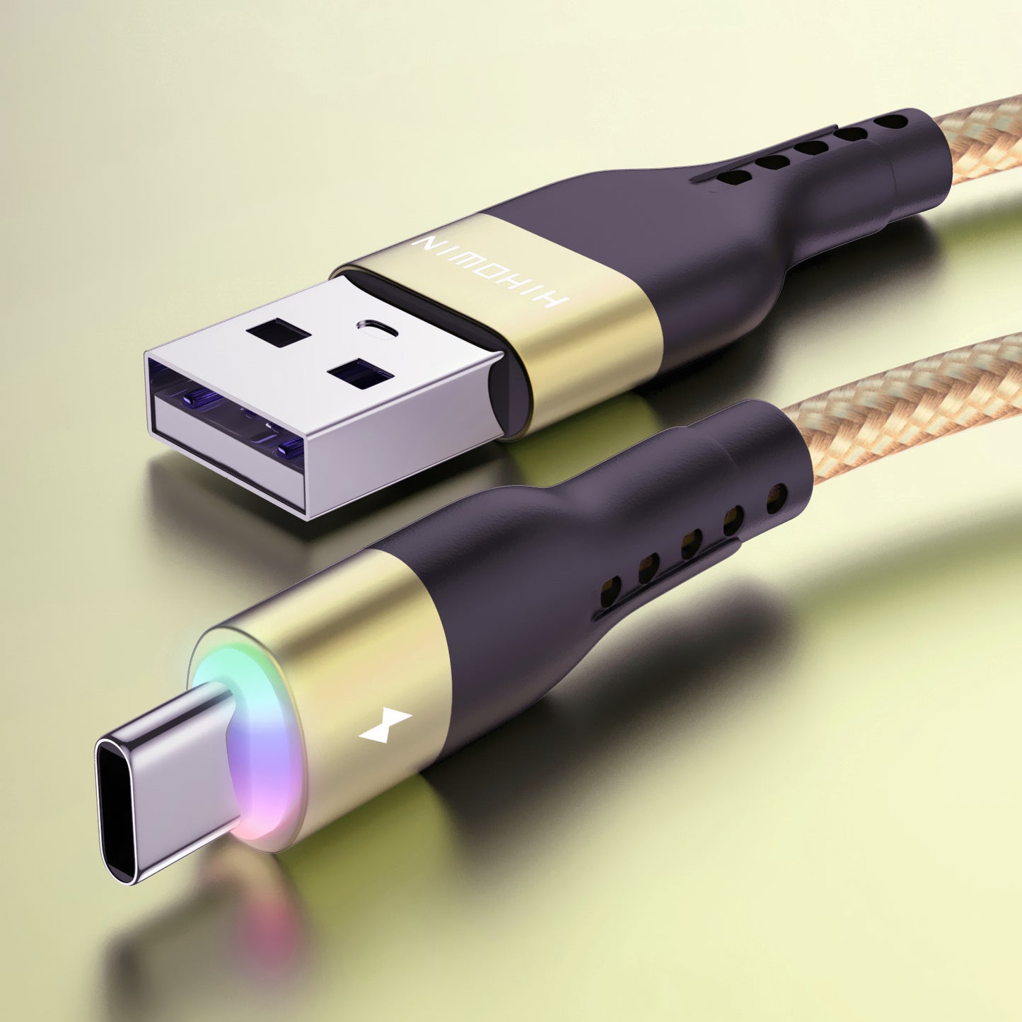 Samsung, Vivo, OPPO, Redmi, and other USB-C smartphones compatible LED Type C cable for fast charging and data transfer available in 1m, 2m, and 3m lengths.