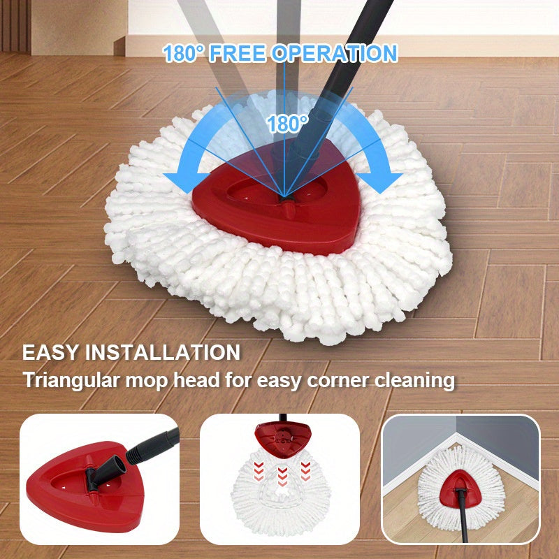 1 set includes 1 piece, Spin Mop Set with 1 Bucket, featuring a New 360° Rotating Mop Bucket Replacement Head and Microfiber Cleaning Pads. Easy to install and use.