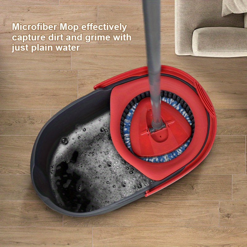 1 set includes 1 piece, Spin Mop Set with 1 Bucket, featuring a New 360° Rotating Mop Bucket Replacement Head and Microfiber Cleaning Pads. Easy to install and use.