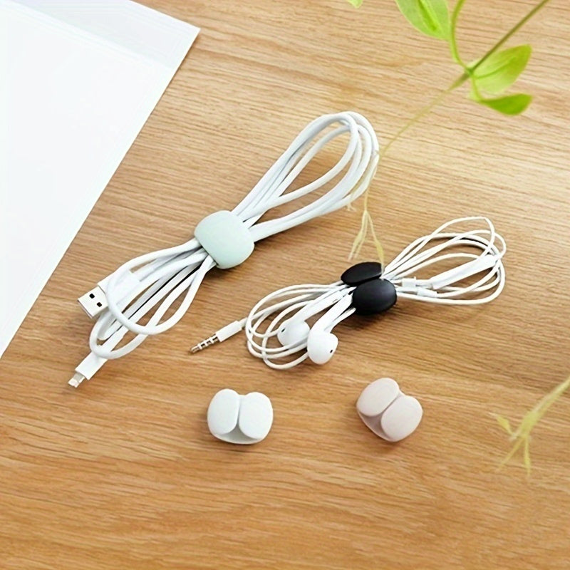 10 Multifunctional plastic cable cord organizer clips with storage buckle. Ideal for home and office use.