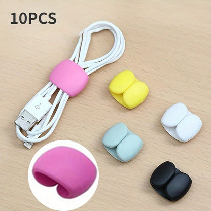 10 Multifunctional plastic cable cord organizer clips with storage buckle. Ideal for home and office use.