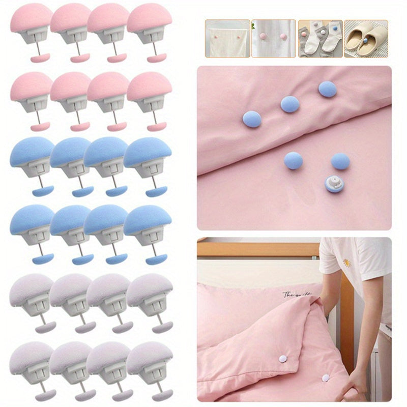 Set of 8/16 Mushroom Quilt Holders for Macaron Duvet Covers - Non-slip Clips for Securing Quilts and Blankets - Easily Unlock with One Key Fastening Clip - For Keeping Bed Sheets in Place