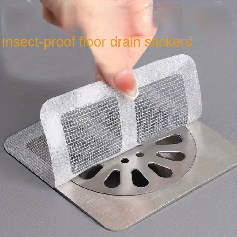 10 Disposable floor drain stickers that are insect-proof and self-adhesive for bathroom hair filter and sewer mesh.