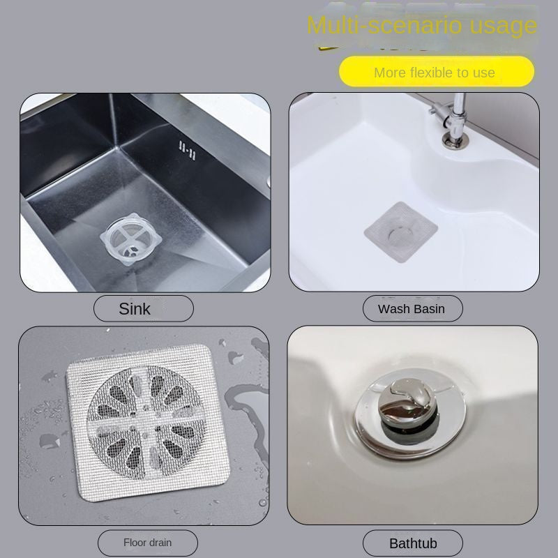 10 Disposable floor drain stickers that are insect-proof and self-adhesive for bathroom hair filter and sewer mesh.